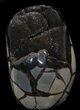 Polished Septarian Geode Sculpture - Black Crystals #37133-1